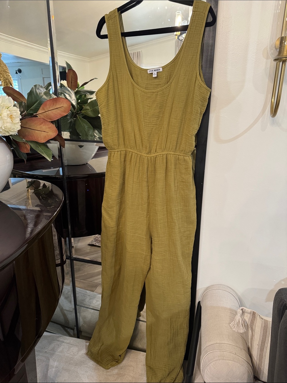 Steve Madden Olive-Tone Sleeveless Jumpsuit